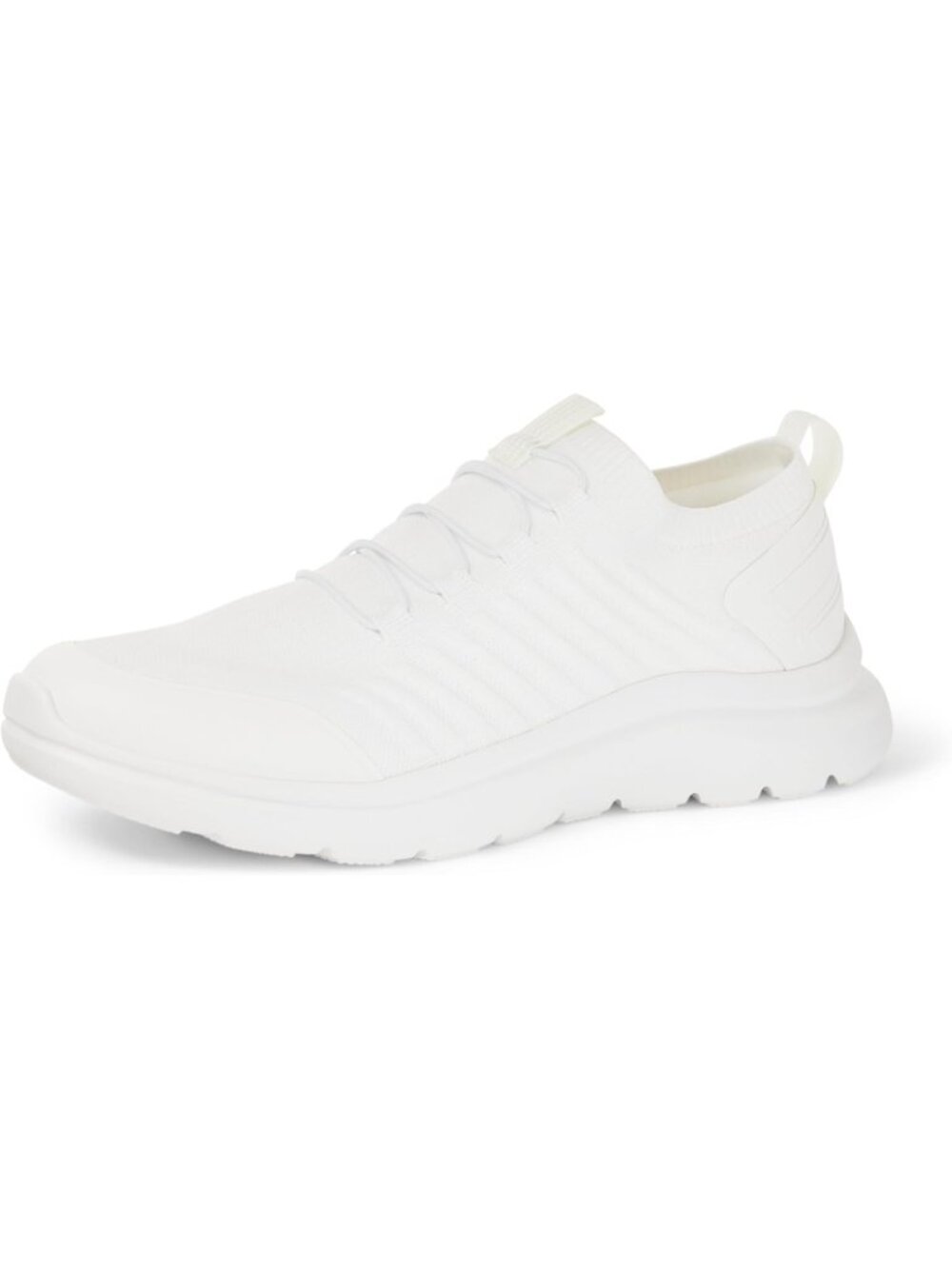 Men's White Lightweight Knit Breathable Casual Daily Walking Sneaker Shoes